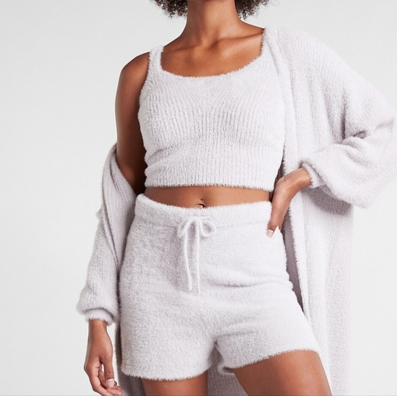 Meshki Fuzzy White Crop Tank - Picture 1 of 4